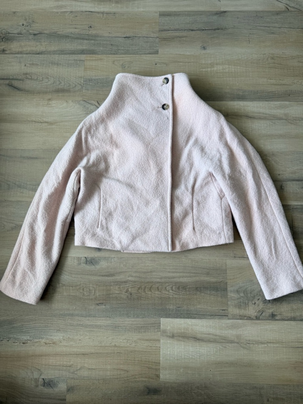 Aritzia Wilfred Blush Pink Merino Wool Bouclé Cropped Jacket - Medium - Picture 3 of 7